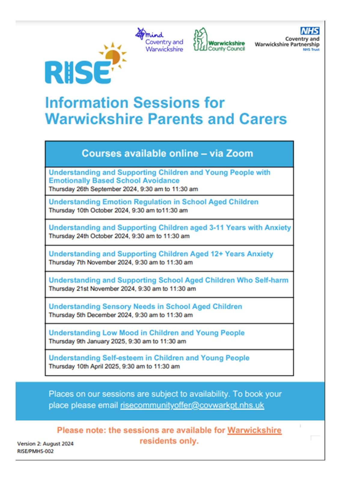 Courses for parents, carers and families 